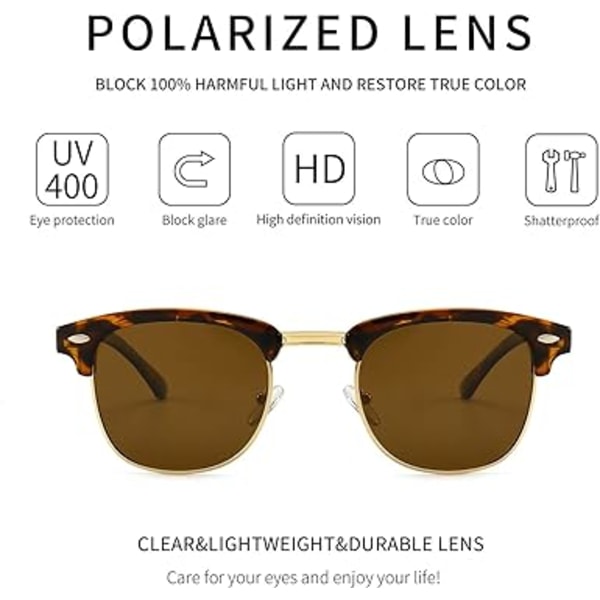 Retro Round Semi Rimless Polarisoivat Aurinkolasit UV-Suojalla
