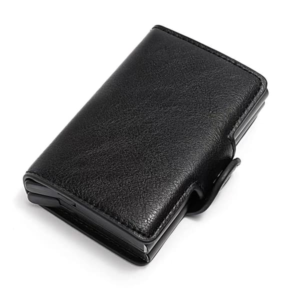 Dobbelt tyverisikret pung RFID-NFC sikker POP UP kortholder sort