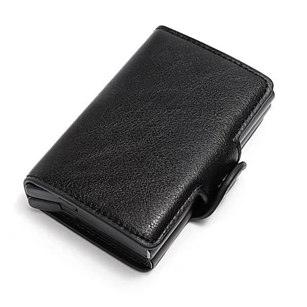 Dubbel stöldskyddad plånbok RFID-NFC säker POP UP-korthållare svart