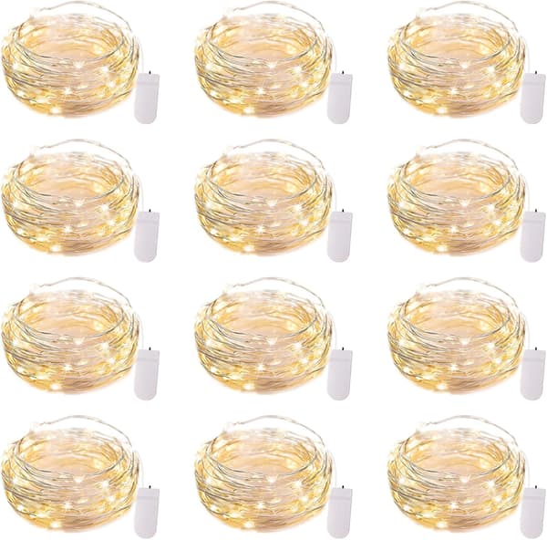 12 LED-ljusslingor med batteridrift - 2 meter, 20 LED, vattentäta, silvertråd, eldfluga, stjärnformad, måne