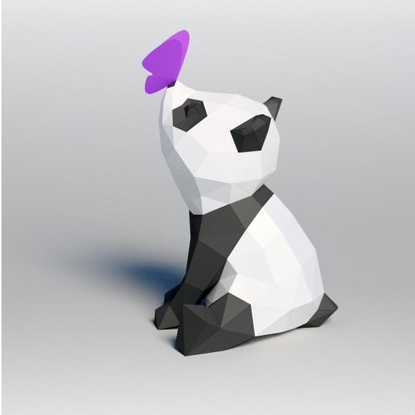 1 kpl Punainen panda leikkii perhosten kanssa 3D Geometrinen
