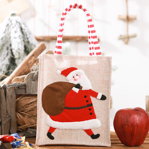 Linen gavepose med 3D-broderi 19 * 15cm  3 stk