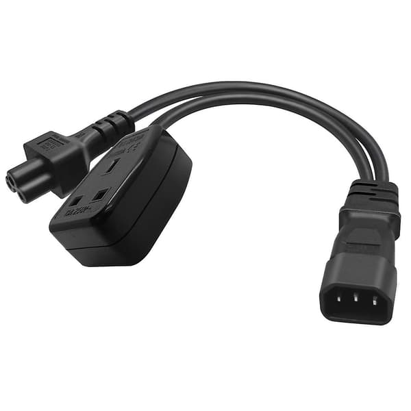 Y-splitter strømledning C14 til C5+UK13A kontakt adapter ledning strømledning ledning