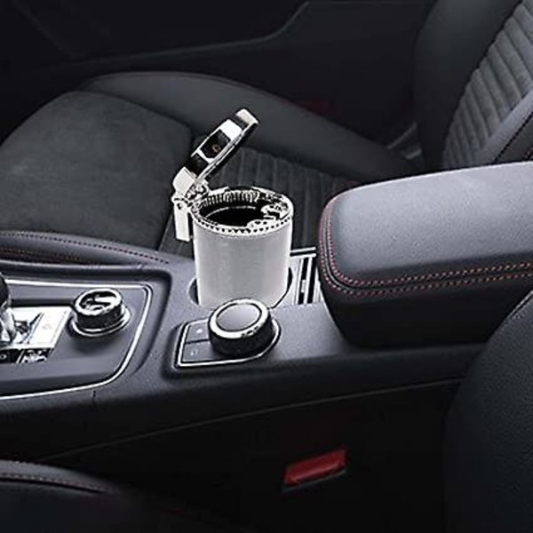 Auton tuhkakuppi | Kannettava tuhkakuppi LED-valolla - Mini auton roskakori, savuton tuhkakuppi sinisellä LED-valolla matkustamiseen