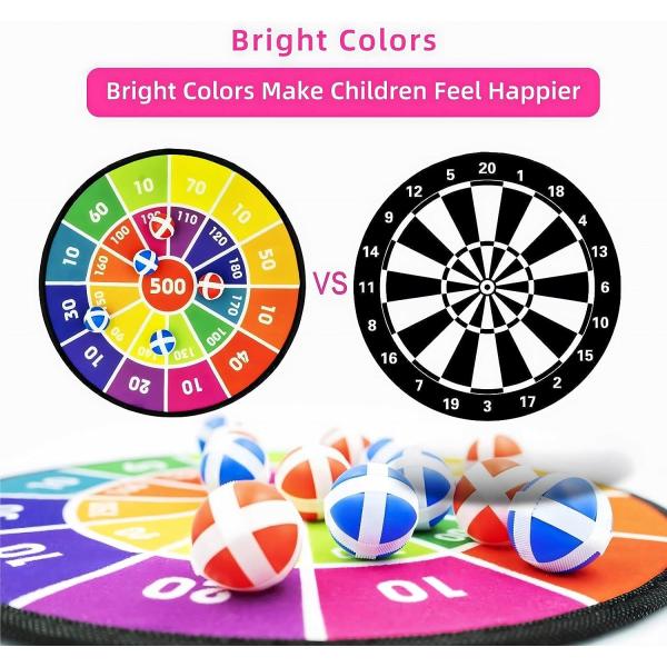 Kids Toys, Dart Board with 8 Balls, 36cm, Safe Indoor Outdoor Spo