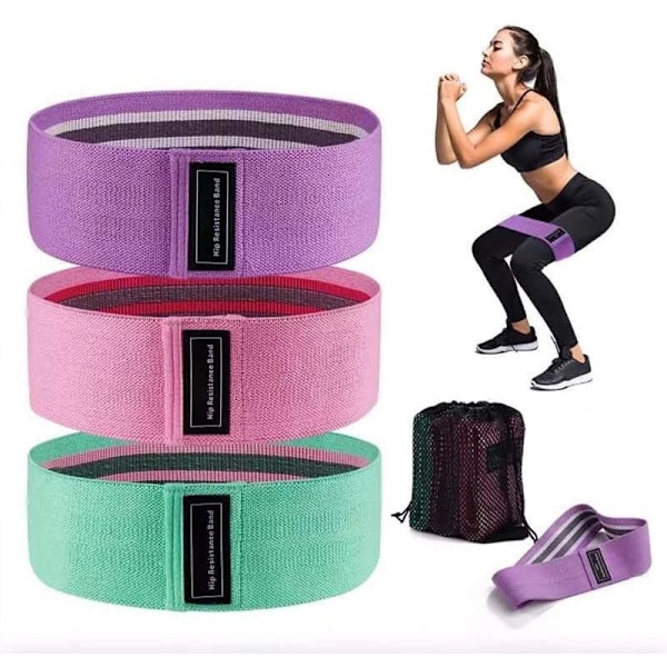 Elastiskt kroppsbyggnadsset med 3 elastiska tyger halkfria fitnessband