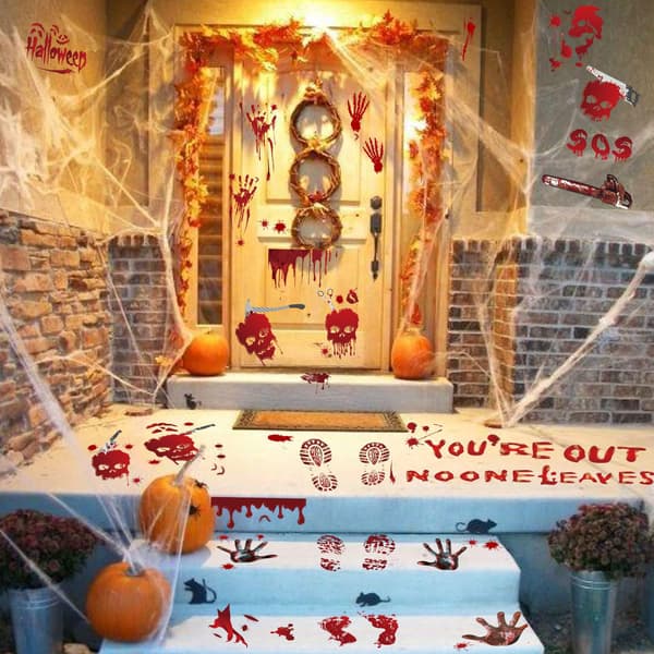 Halloween stor vindusdekorasjon blodflekksilhuett