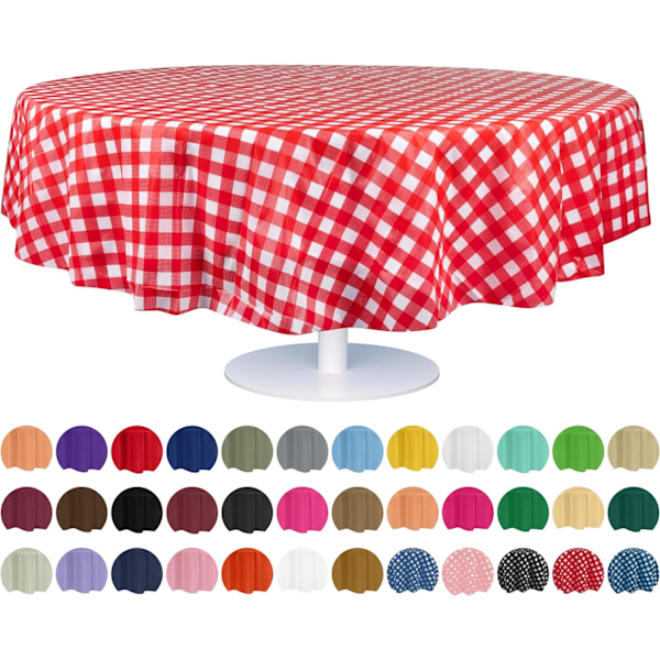 Röd Gingham Rutig Plastbordsduk Engångsbruk (6-pack) 84in