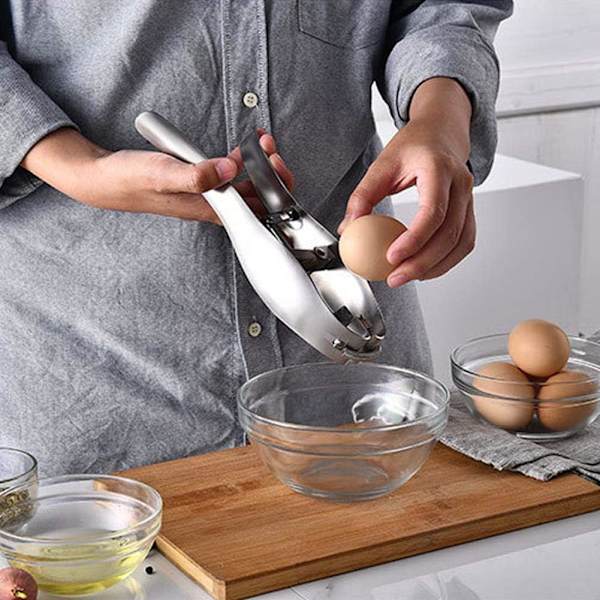 1 stk Eggåpner i Rustfritt Stål, Eggeskallknuser, Kokt/Rå Egg
