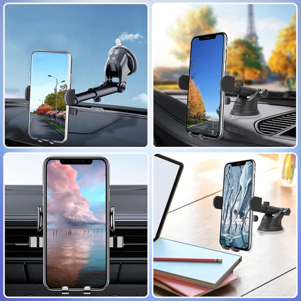 3 i 1 Biltelefonholder Justerbar Sugkopp Universal