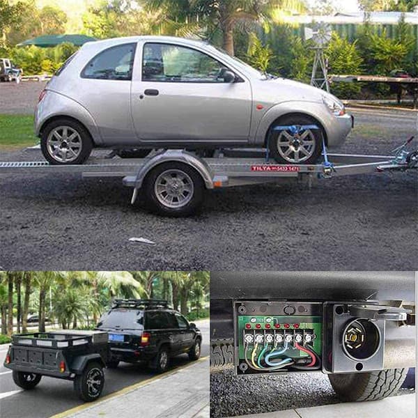 7 Rund Stift til 4 Stift 5 Stift Flad Blad Trailer RV Båd Adapter