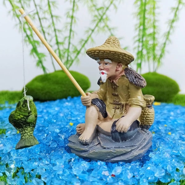 Akvarium dekorativ harpiksfigur dipper hage mikrolandskap