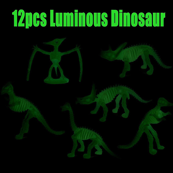 Lysende dinosaurmodel legetøj robust 12 stk. ornament gave til børn