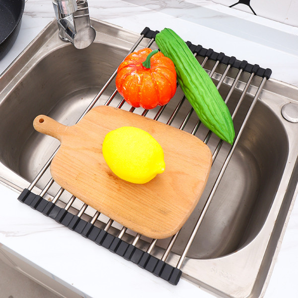Foldbar Opvaskestativ Over Vask, 37*23,5cm Rulbar Rustfrit