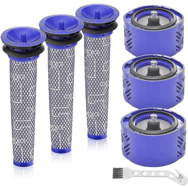 Udskiftningsfiltersæt Kompatibelt med Dyson V6 Absolute Ledningsfri Støvsugere, Udskift # 966741-01, 965661-01
