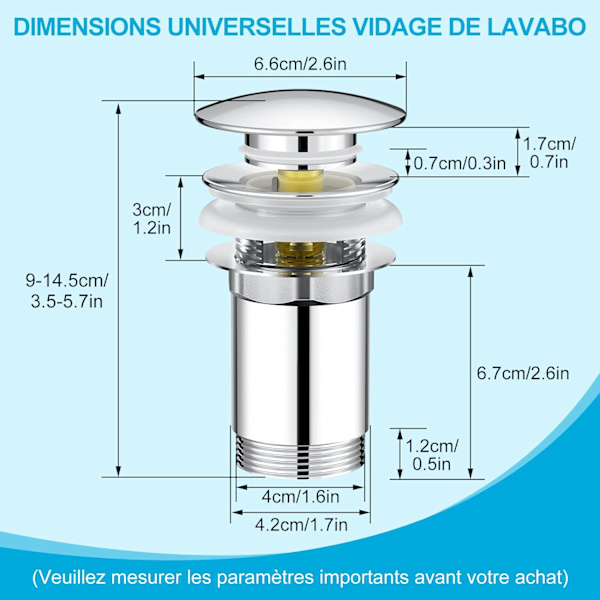 Handfat Avlopp Pop-up Avloppssystem Avfall med Universal