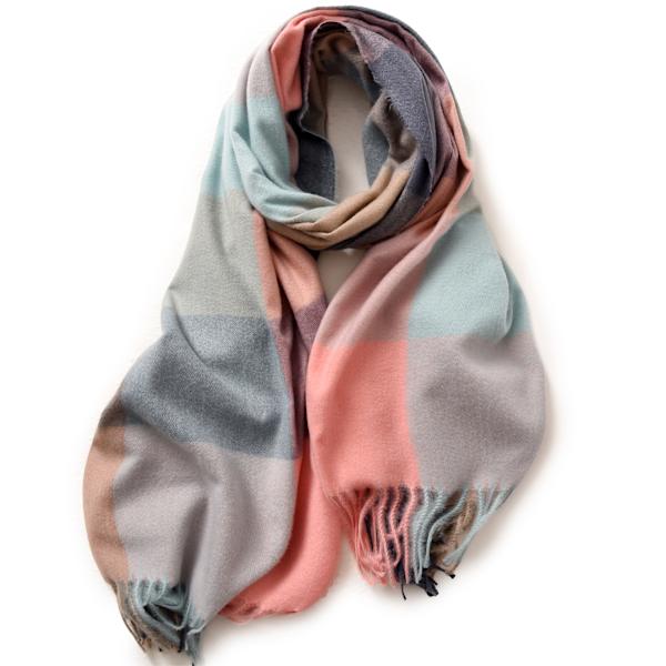 Dam Scarf Vinter Lång Mjuk Varm Rutiga Scarf, Ullspunnen Tassel
