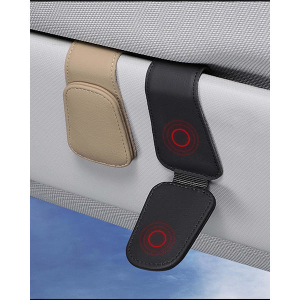 Beige Auton Lasinpidin, Nahkainen Auton Visiirilasinpidin Clip,