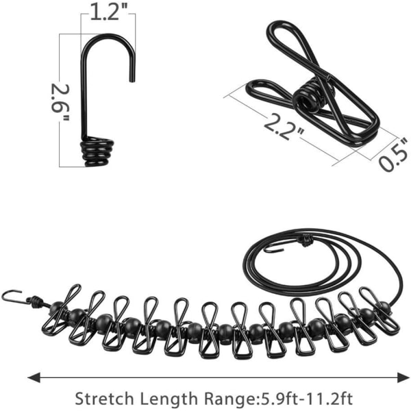 Pakke med 2 Tøjliner - Bærbar Hængende Rebline til Ferie