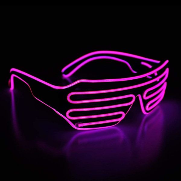 (Rosa) Neon Rave Glasögon El Wire Blinkande LED Solglasögon Lyser Upp