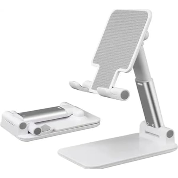 Justerbar Stativ for Skrivebord, Tablettstativ, Mobiltelefonholder for iPad, iPhone, Samsung-serien (Hvit, 1 stk)