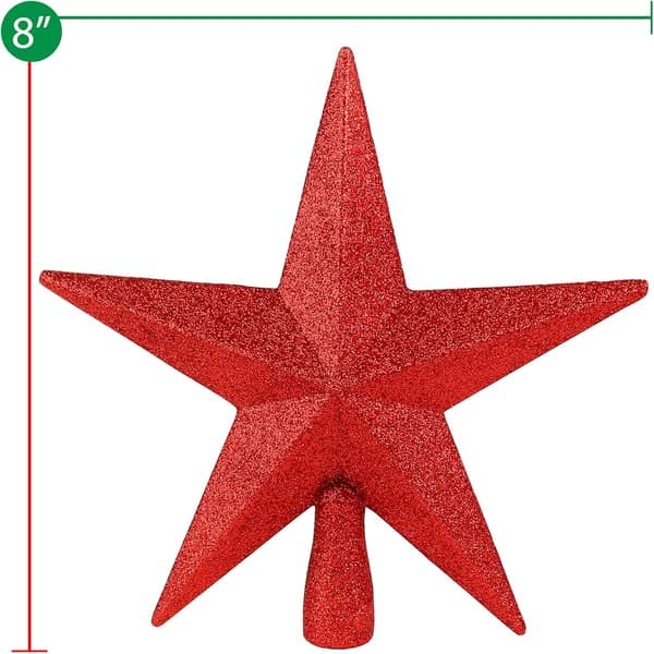 Glitter Star Tretopp - Julerød Dekorativ Bethlehem Stjerne Ornament