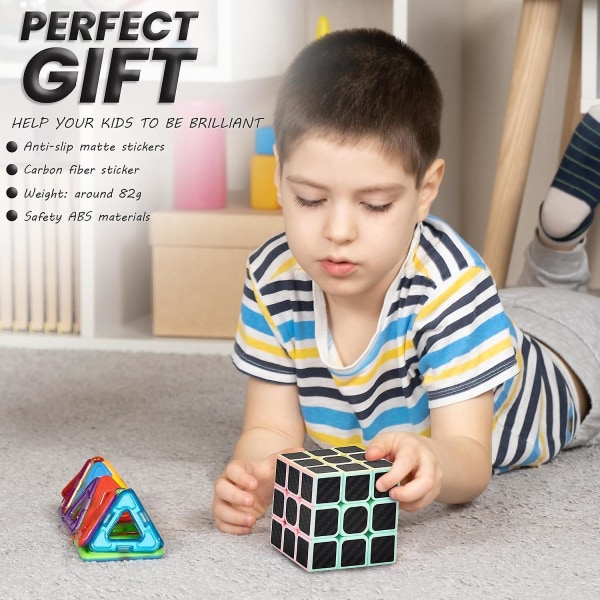Speed Cube, Magic Cube Speed Cube - Rask Rotasjon, Magisk Feriegave for Barn og Voksne (3x3) Mørkt Lys