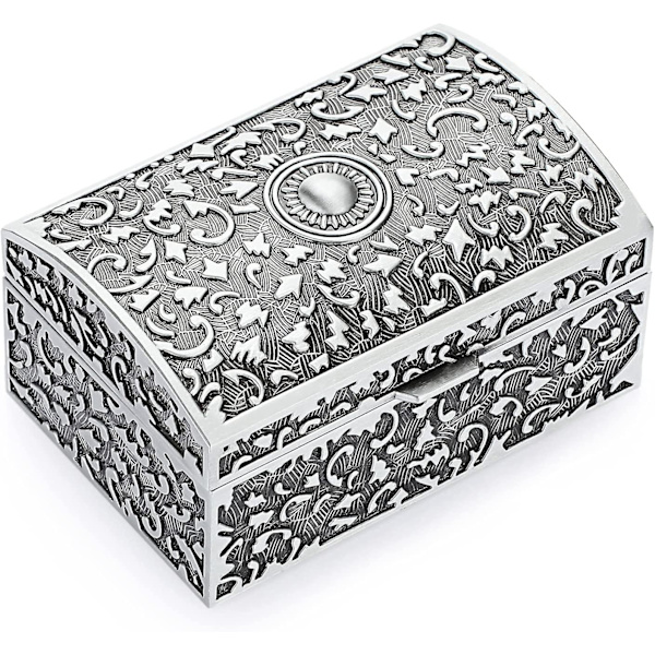 Lille Vintage Metal Smykkeæske Nipsgenstand Opbevaringsboks Skattekiste Etui Ringholder Halskæde Ørering Organizer  Æske Bryllup Fødselsdagsgave til Piger Wo