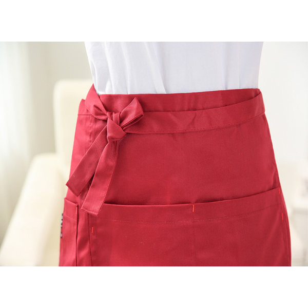 Vattentätt kockförkläde (rött), halvt köksförkläde med 2 fickor,