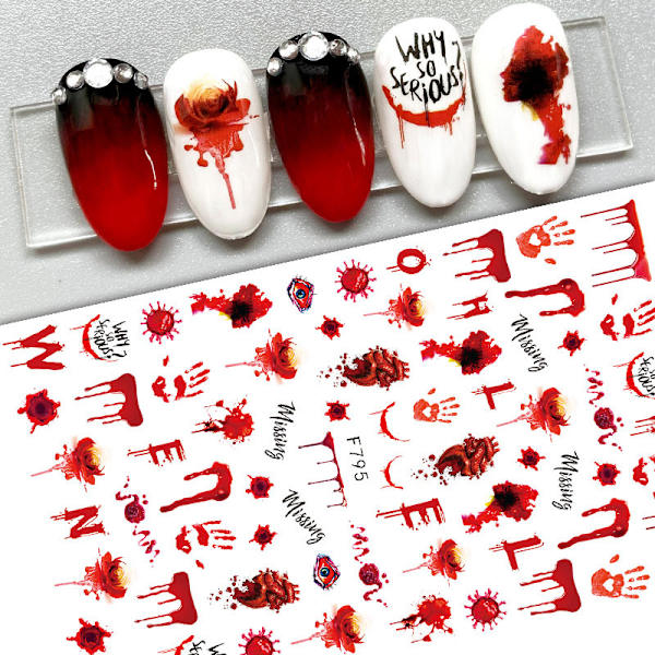 5 Ark Halloween Nagelkonst Dekaler 3D Halloween Nageldekaler