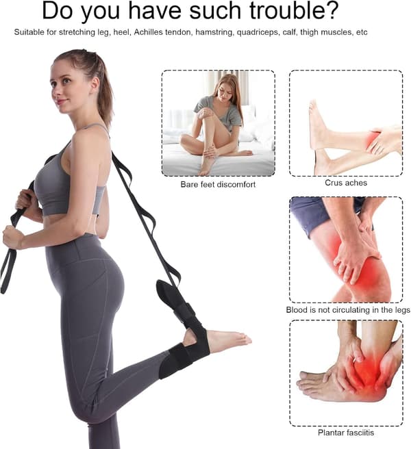 145cm Blå Elastisk Genoptrænings Yoga Strop med Spænder Ligamenter