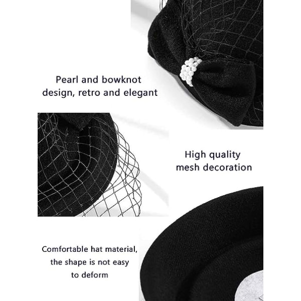 1920'er Stil Fascinator Hat med Hårclips og Mesh Slør til