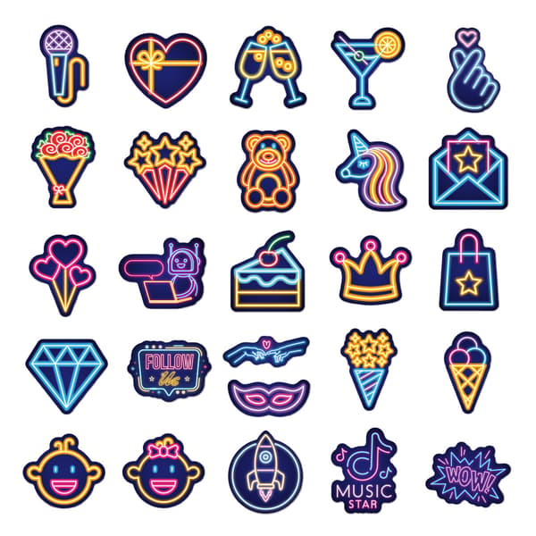 Ny Pose Neon Graffiti Stickers [50 stk], Sticker til Laptop,