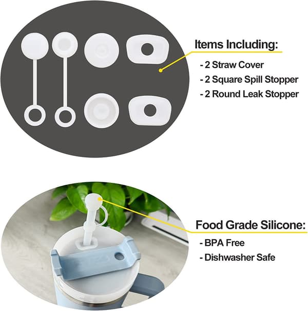 Ny silikon spillstopp 3-pack - kopplock, sugrörstopp, läckageskydd