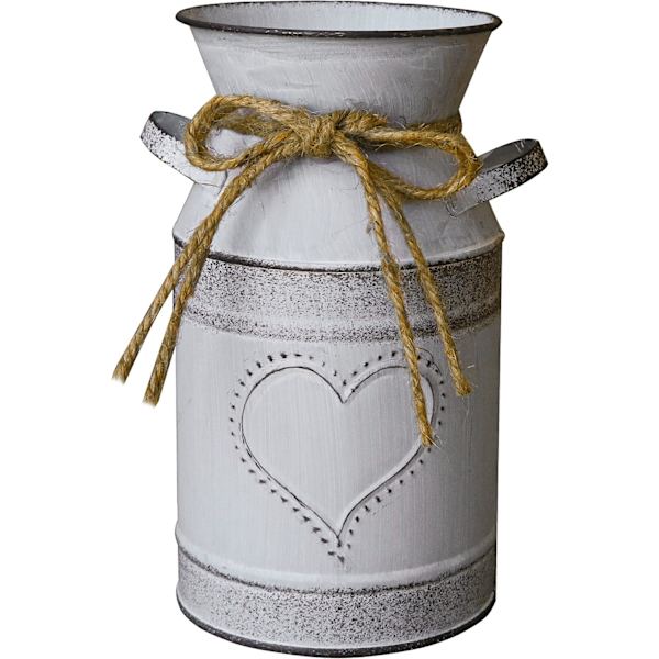 Vintage Metal Galvaniseret Vas Rustik Mælkekande Vase med Hjerte-Sh
