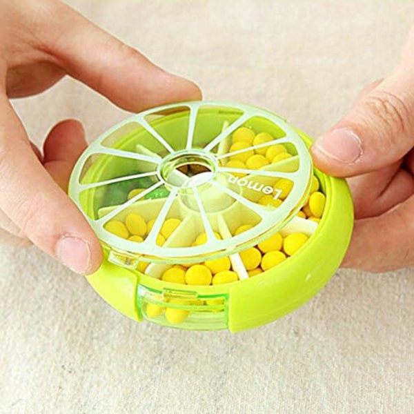 Citrus Vecko-Pillerdosa med Dispenser-knapp för 7 Dagar