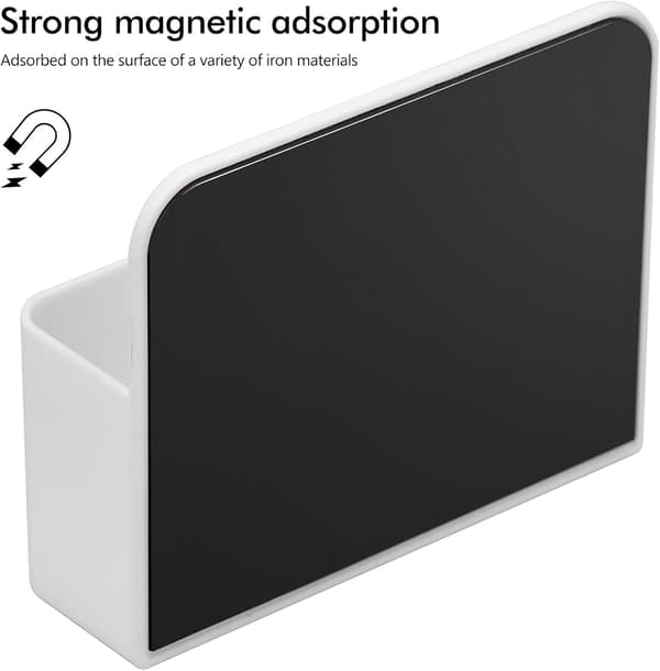 2 magnetiske oppbevaringsbokser, magnetisk blyantholder, hvit
