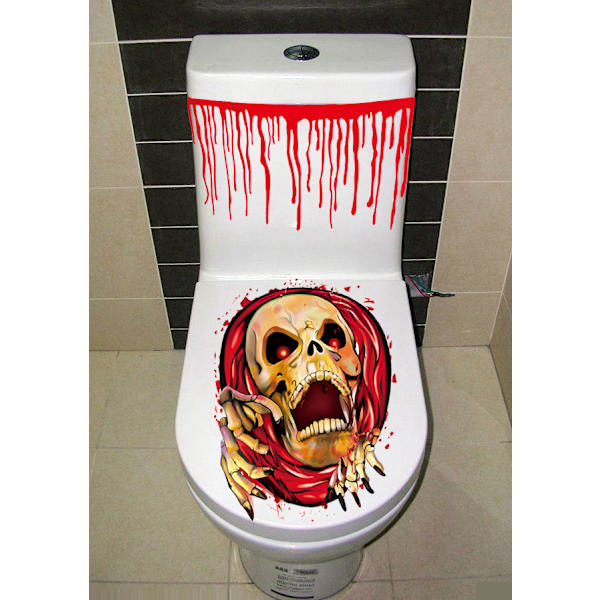 2-pack Halloween Toalettlock Dekaler 3D Horror Morphing för
