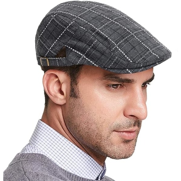 Flat Cap Beret Rutete Vintage Stil, Newsboy Caps Justerbar Unisex