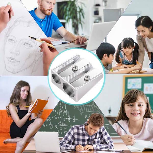 10 Dobbelt Hul Aluminium Blyantspidser Håndholdt Metal Blyant