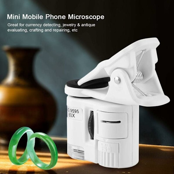 Telefonmikroskop, 9595W 60X håndholdt mobil forstørrelsesglass LED