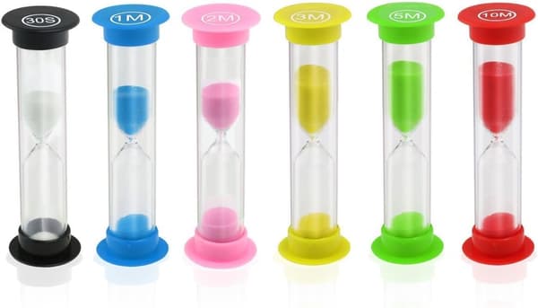 Timeglas med 6 Farver Sandur Timeglas Timer 30 sek / 1 min /