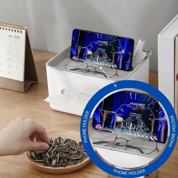 1 stycke (Vit) Pappershållare, Fjärrkontrollshållare,