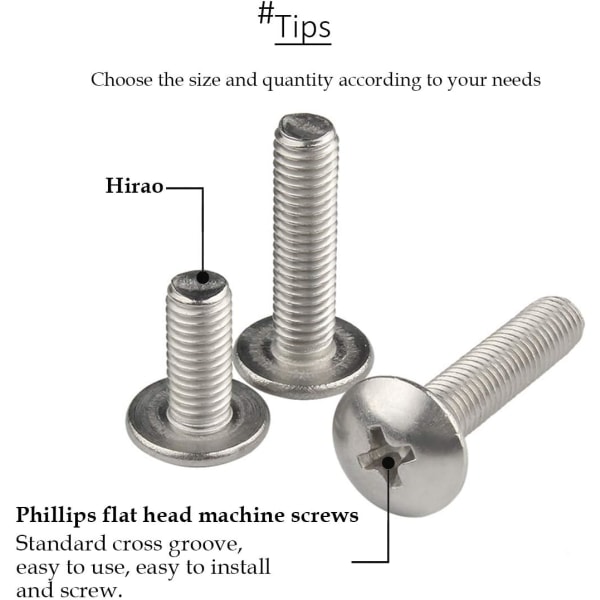 M4 304 Ruostumattomasta Teräksestä Valmistetut Ruuvit, Ristipääkoneen Ruuvit, 20 kpl