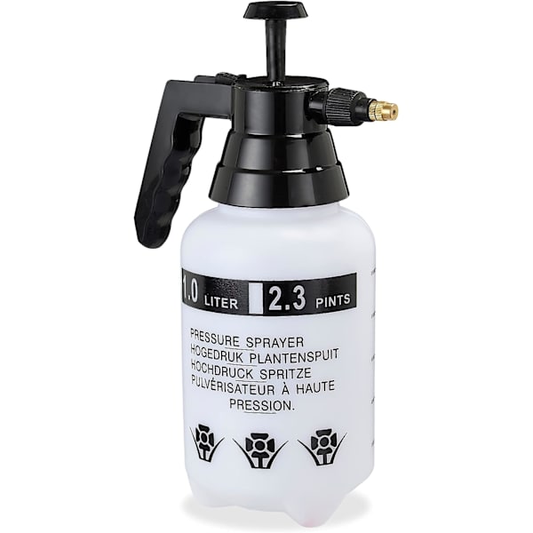 Tryckspruta, Sprayflaska, Pump, Justerbar Mässingmunstycke 1 L