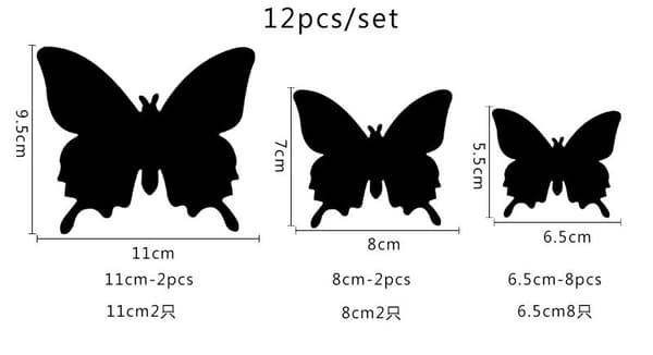 12 kpl DIY Peiliperhonen Yhdistetty 3D Perhonen Seinä