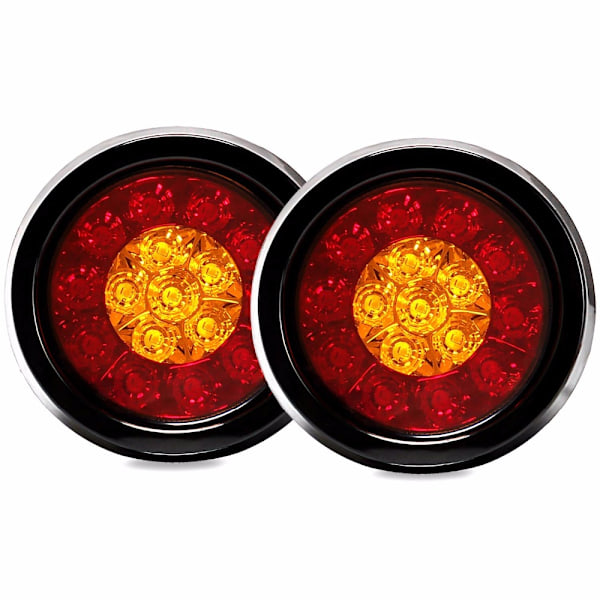 2pcs-16LED Two-color Taillight Rubber Ring Round Truck Taillight