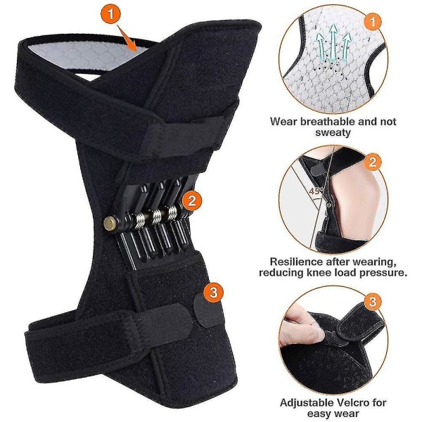 Power Knæstøtte Brace Spring Knæstøtte, 1 par Patella Booster Spring Knæstøtte Support Til Vandreture Sport