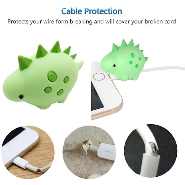 Telefonlader Ledningsbeskytter Dyr - 3stk Ledningsbeskytter - Plast Jurassic Dyr Bite Ledningsbeskytter Datakabelbeskytter