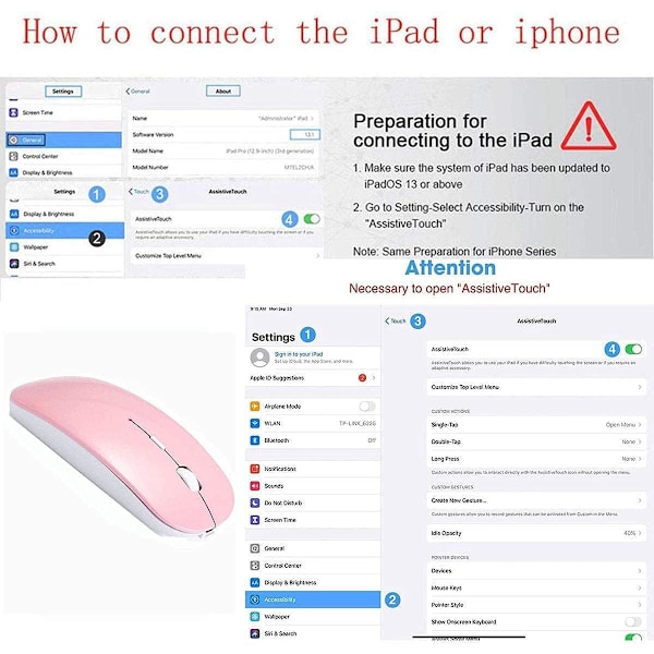 Laderbar Bluetooth-mus Trådløs mus for Macbook Pro Air Bluetooth Trådløs mus for bærbar datamaskin Mac